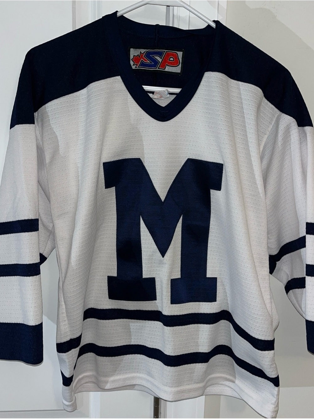 Vintage SP Michigan Wolverines Youth Hockey Jersey L/XL Retro Canada Made